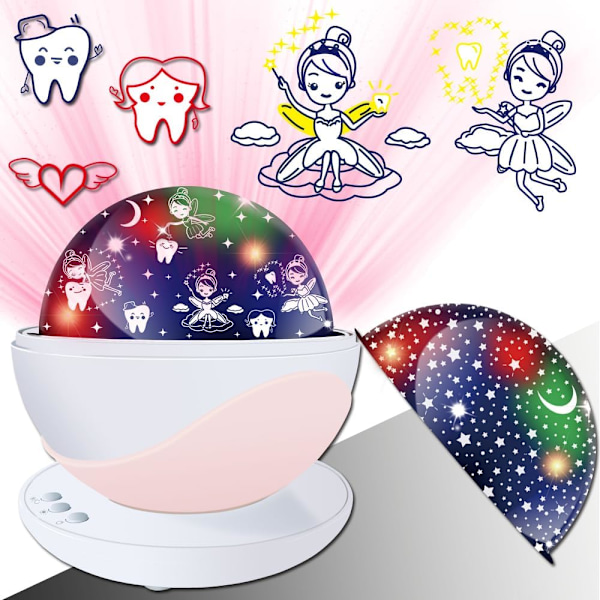 LED Nattelys Projektor, Roterende Stjerneprojektor Galakselys, USB Barnelampe Takprojektor Rosa
