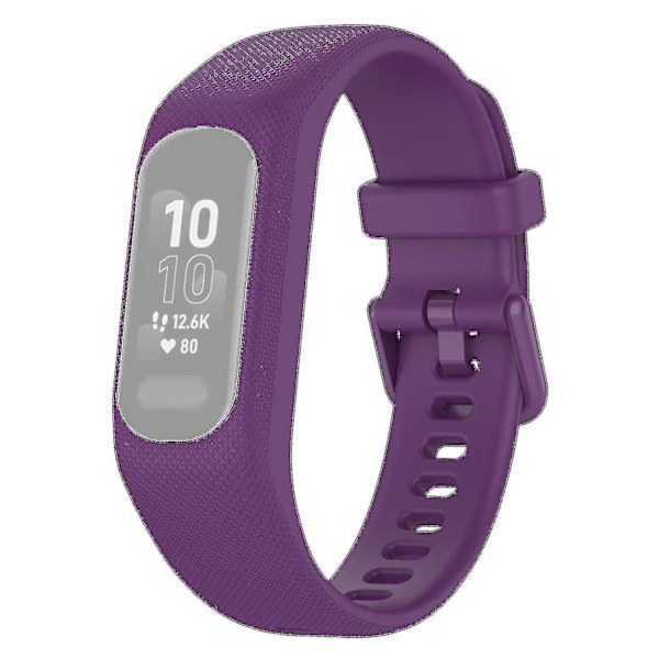 For Garmin Vivosmart 5 Anti-ripe silikon klokkebånd med etui beskytter armbånd Purple, Purple J Garmin Vivosmart 5