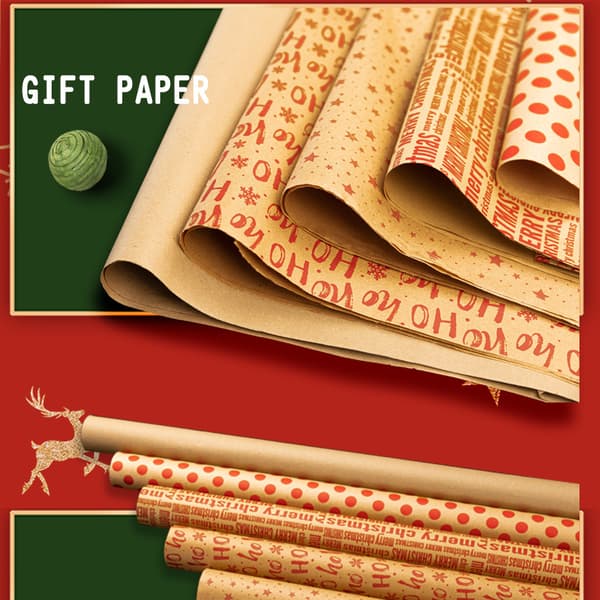 Presentpappersset - 6 ark jul för vinterhelg jul, 70 * 50 cm (08)
