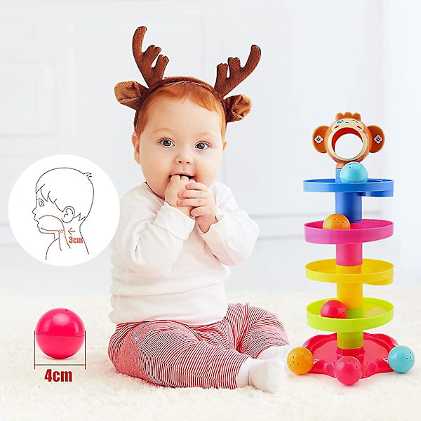 5-lagers boll Drop and Roll Swirling Tower Baby för 1 år gammal, toddler tidig utveckling