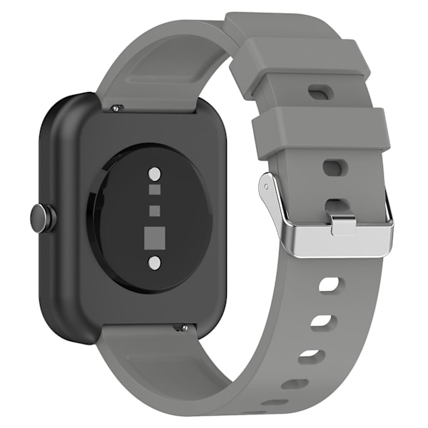 Silikonarmbånd for Garmin Venu/Venu 2 Plus/Venu Sq/Venu Sq 2, 20 mm klokkestropp med sølvfarget spenne i rustfritt stål Grey