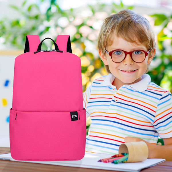 Barns ensfarget liten ryggsekk gutter og jenter skolesekk lett student skolesekk Pink