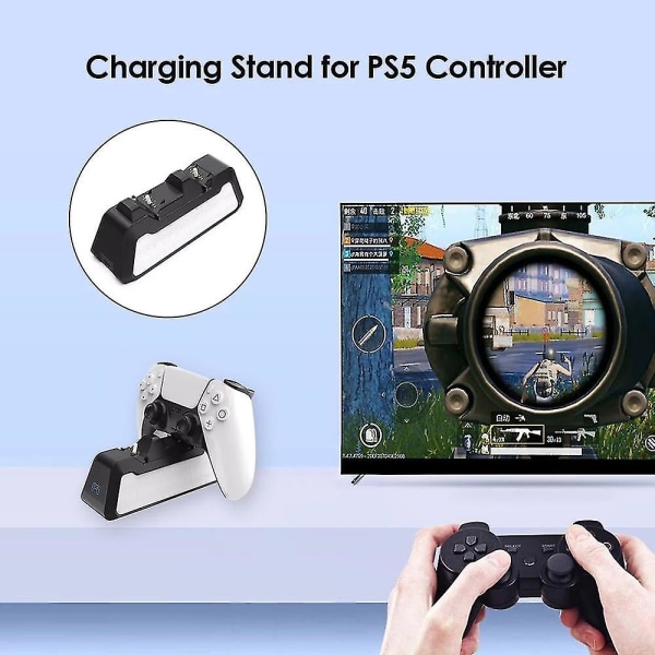 För Sony Ps5 Controller Laddare USB Port Dualsense snabbladdningsdockningsstation med LED-indikator för laddning upp 2 PS5-kontroller