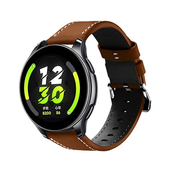 för realme-Watch T1 Band Justerbart Smartwatch Armband Läder Anti-Scratch Light brown