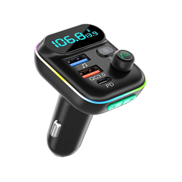Bil FM Transmitter Pd3.0 Type C Qc3.0 Hurtig Biloplader Håndfri Opkald U Disk Support