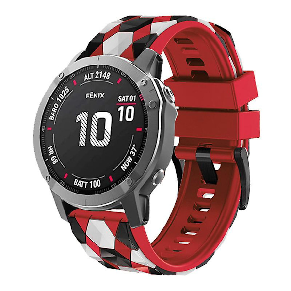 For Garmin Fenix 7/Descent G1/Epix Gen2 Silikone Urrem Fodboldmønster 22mm TPE Urrem Red