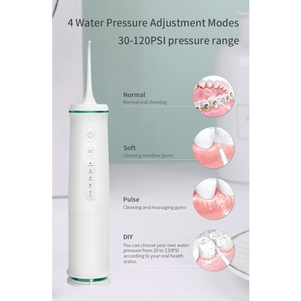 Oral Irrigator, 350 ml med 4 arbejdsindstillinger (sort)