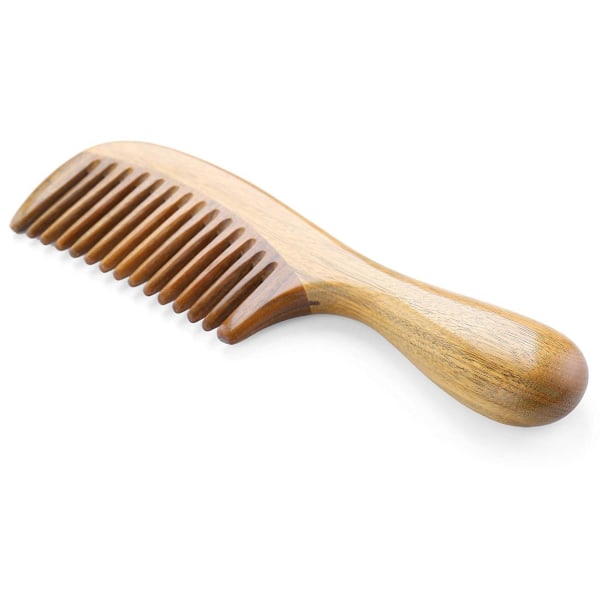 100 % naturligt grönt sandelträ hårkammar Antistatisk sandelträdoft Naturlig hårborttagare med bred tand träkam