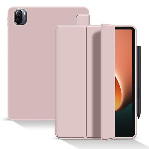 För Xiaomi Pad 5 / Pad 5 Pro Skin Feel Matt Honeycomb Läder Case med Tri-fold fäste Light Pink