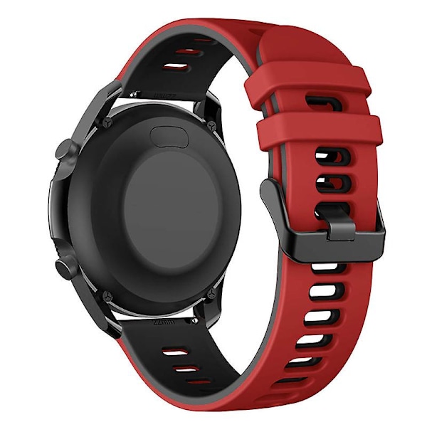 22mm Tvåfärgat Silikon Armbandsrem För Samsung Galaxy Watch3 45mm / Garmin Venu 3 Red Black