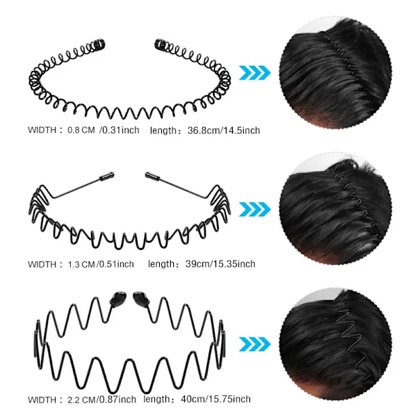 3 st Unisex Metall Våg Hårband (C)