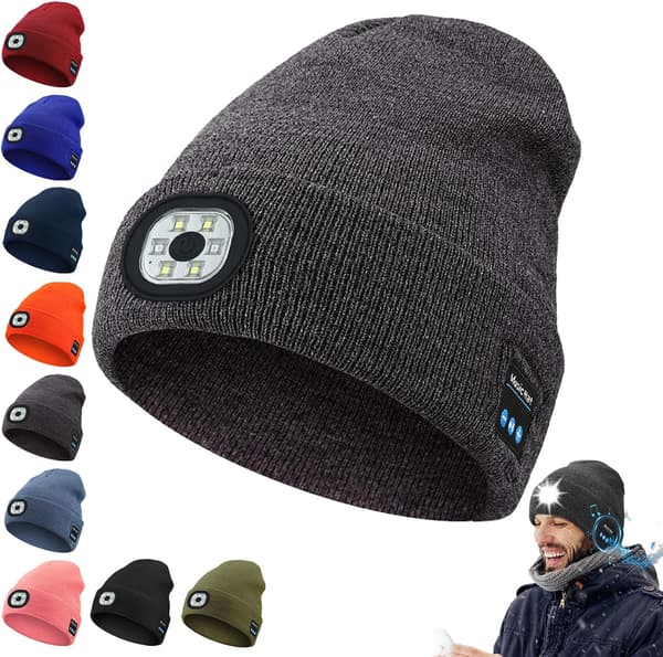 3-i-1 Funksjon Bluetooth-lue, med 6 LED-lys USB oppladbar (grå)