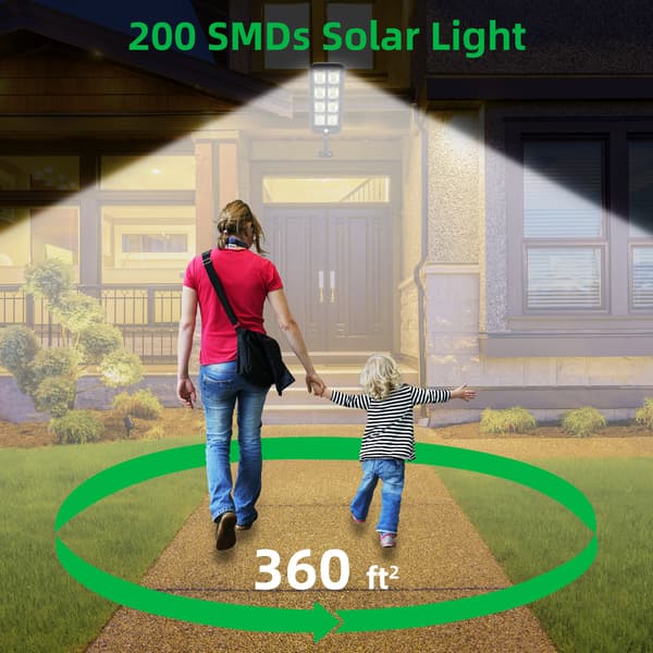 Udendørs Solar Floodlight Lampe 100 LED med Bevægelsessensor, IP65 Vandtæt 3 Tilstande 100 LED