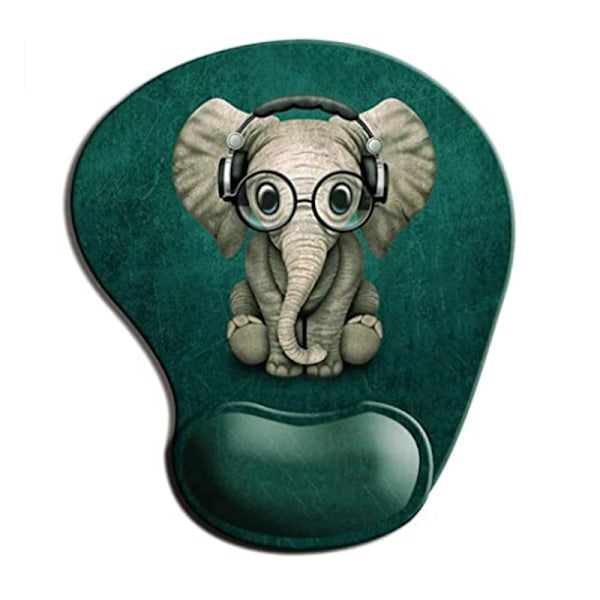 Ergonomisk håndledsstøtte, skridsikker musemåtte i gummi (Baby Elefant)