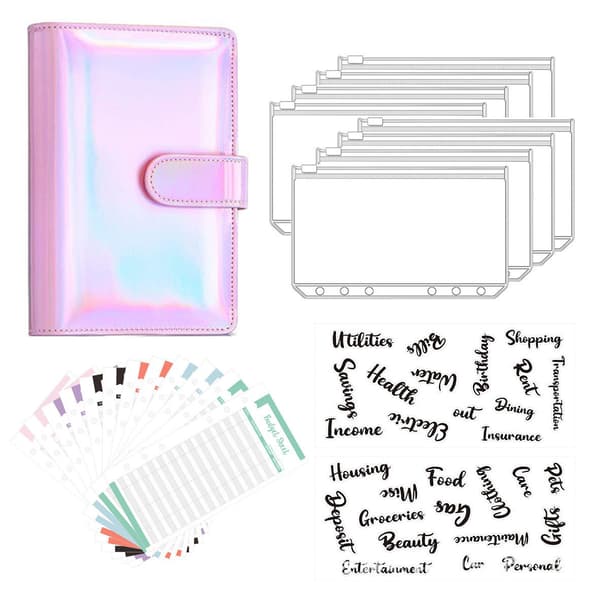 Notesbog - A6 Budgetmapper Pu Læder Planner Organizer (Pink)
