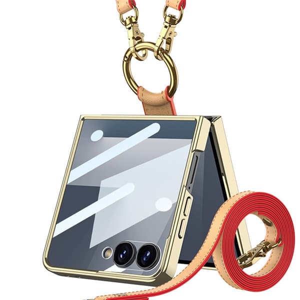 Etui til Samsung Z Flip 7, med skulderrem, ringholder White