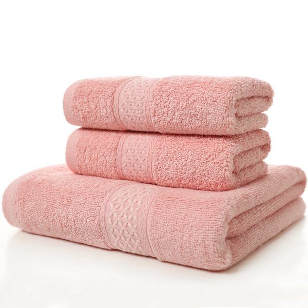 Sæt med 3 håndklæder, 100% bomuld, absorberende ren (Lys pink)