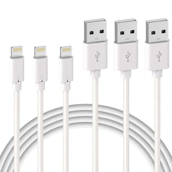 3 Pack 3ft Lightning til Usb-a kabel til Iphone oplader