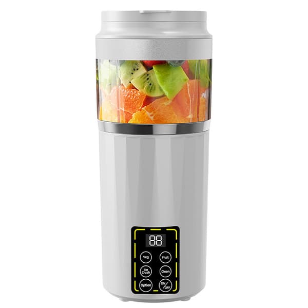 Blender, med digitalt display, bærbar og USB genopladelig, 460 ml (hvid)