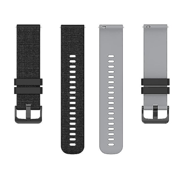 For Garmin Venu2 Plus/Vivoactive 3/Vivomove Sport Silikonklokkebånd Erstatningsklokkestropp 20mm Black Grey D Other Smartwatch Model