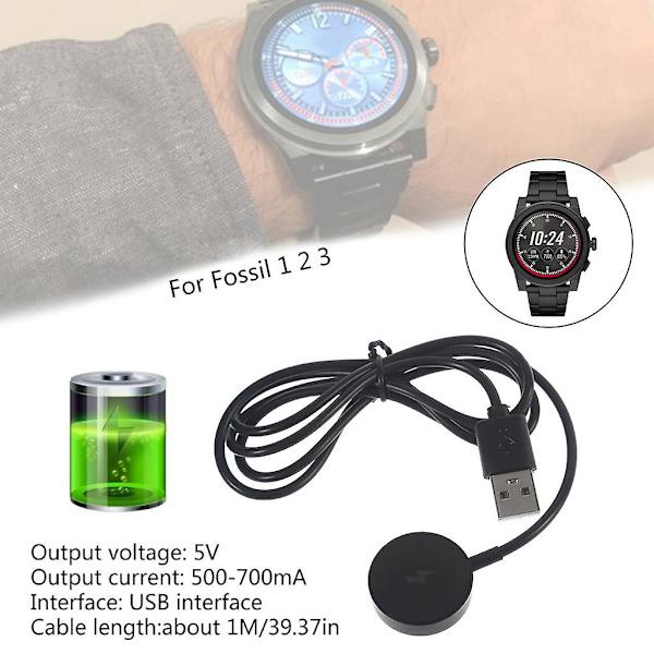 För Fo-ssil Q Gen 1 2 3 Laddningsbas USB Laddare Adapter Kabel Power