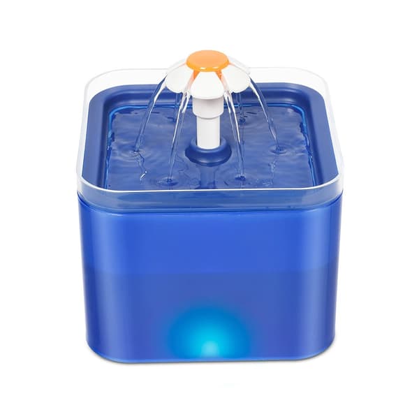 Automatisk springvand (Y-10) til kæledyr med LED-lys, 2L automatisk cirkulation (blå)