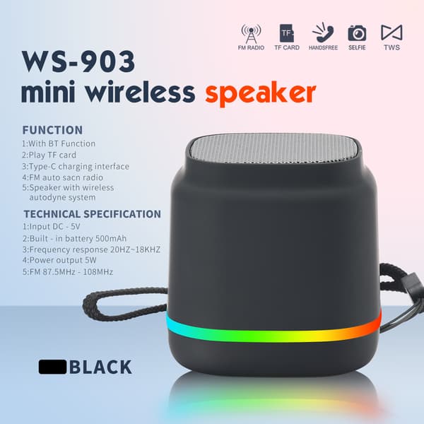 Bluetooth-kaiutin Ws-903 minikaiutin (musta)