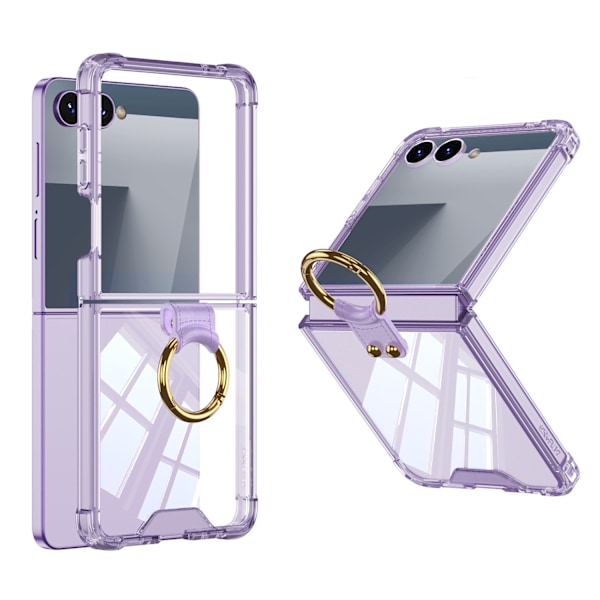 Kotelo Samsung Galaxy Z Flip 7:lle, saranasuojalla ja rengaspidikkeellä (vaaleanvioletti)
