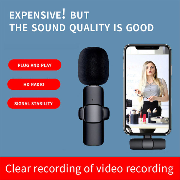Mikrofonin kohinanvaimennus Langaton Lavalier Mic Live-tallennusvlogi puhelimen Ipad-kameralle Type C Interface