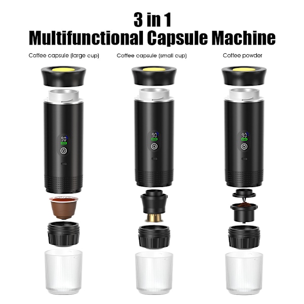 Bärbar Kaffemaskin, Multifunktionell 3-I-1 Kapselkaffemaskin