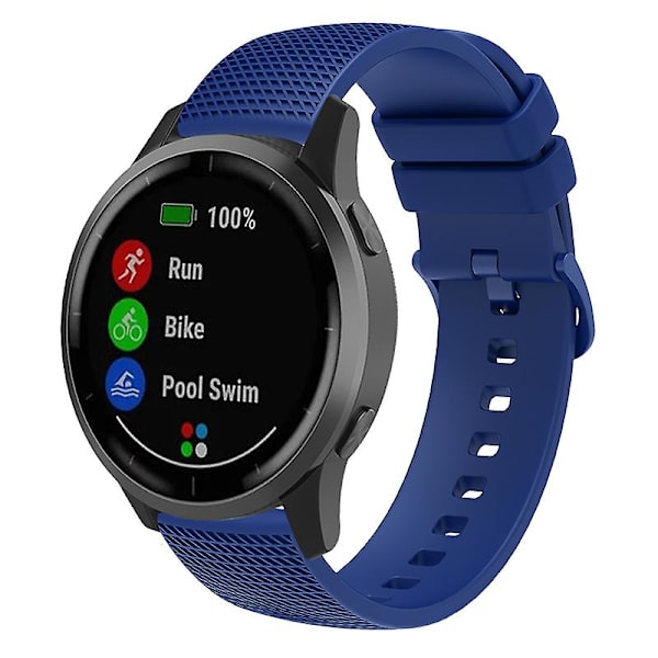 18mm ruudullinen silikonihihna Garmin Venu 3s / Forerunner 265s -kellolle Navy Blue