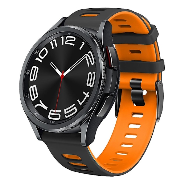 Silikone Rem Til Samsung Galaxy Watch 6 Classic 47mm Black   Orange