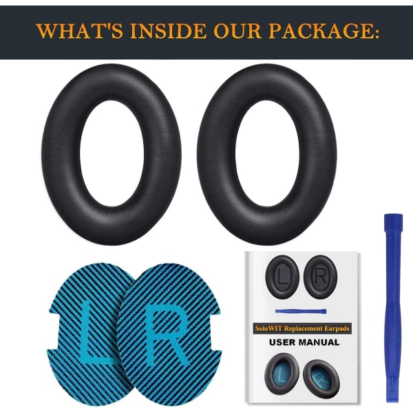 Öronkuddar kompatibla med Bose QuietComfort 15 QC15 QC25 QC2 QC35/ Ae2 Ae2i Ae2w SoundTrue & SoundLink-Black