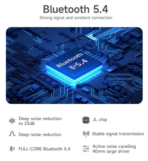 Ægte trådløse Bluetooth-hovedtelefoner - H30, støjreducerende, Hifi Stereo (Sort)