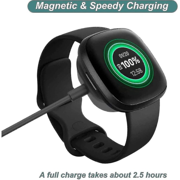 Lader for Fitbit Sense & Versa 3, erstatning for ladekabel ledning Magnetisk dokkingstativ for Fitbit Versa 3 / Sense Smartwatch