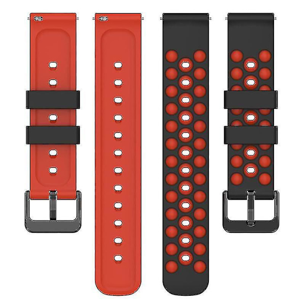 Samsungin, Huawein, Huamin, Garminin, Polarin kellohihna 22 mm:n kellohihna useilla pyöreillä rei'illä Black Red D Garmin Forerunner 255