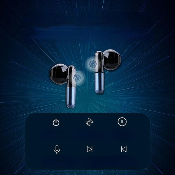 Trådlöst Bluetooth Headset Batteri Display 5.0 Stereo Headset Blue
