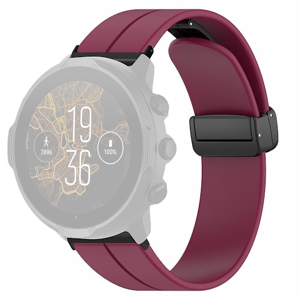 24mm Silikonklockarmband för Suunto Spartan Sport Wrist HR Baro/ Suunto 7 (tjock fjäderstång) Wine Red