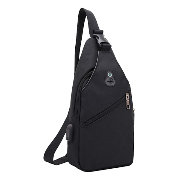 Vedenpitävä hihna laukku crossbody reppu USB-reiällä kuulokeliitäntä hihna reppu vaellusreppu monikäyttöinen crossbody rintapussi Black