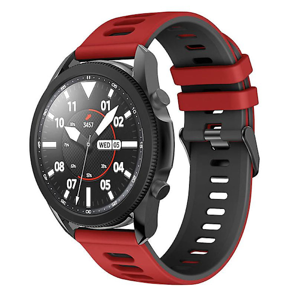 22mm dobbelt farvet silikone urrem til Samsung Galaxy Watch3 45mm / Garmin Venu 3 Red Black