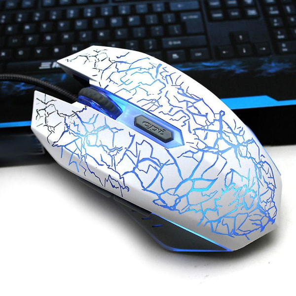 Sjq Gaming Mus USB Trådbunden 2400 Dpi Ergonomisk Gamer Möss Led Bakgrundsbelyst White