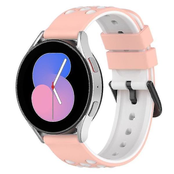 Til Samsung, Huawei, Huami, Polar Universal Watch Band 20mm Watch Strap med Multi Round Holes Pink White A Samsung Galaxy Watch4
