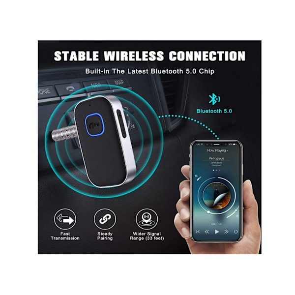 Bluetooth-modtager, Bluetooth Aux-adapter til bil, 3,5 mm Aux Bluetooth 5.0 Musikmodtager med Can,