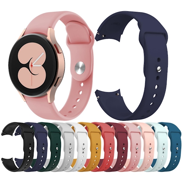 For Samsung Galaxy Watch4 40mm/44mm/ Watch4 Classic 42mm/46mm Hurtigutløselig klokkebånd Silikon klokkestropp 20mm Erstatningsklokkebånd med knapp Pink