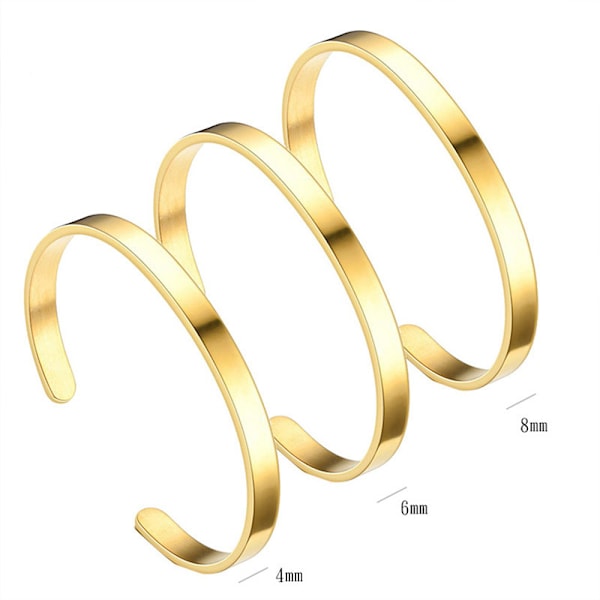 Armband För 3st Titanstål Glänsande C-Formad 4/6/8Mm (Guld)