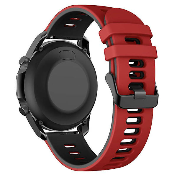 20mm kaksivärinen silikoniranneke Samsung Galaxy Watch6 Classic 47mm 43mm / Garminactive 5 -rannekkeelle Red Black