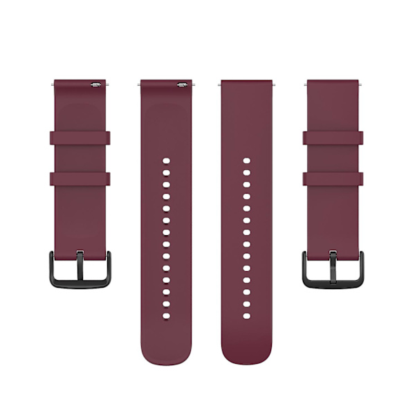 Til Samsung Galaxy Watch 5 Pro 45mm/Huami Amazfit Bip 3/3 Pro Silikonurrem 20mm Justerbar Håndledsstrop Justering Wine Red Black Buckle