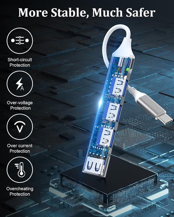Sovitin - USB C -keskitin moniporttinen, 4-in-1-tyypin C-keskitin (musta)