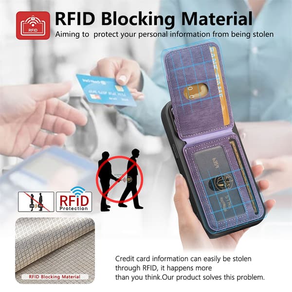 Unisex plånbok, RFID-blockerande MagSafe magnetisk plånbok Black