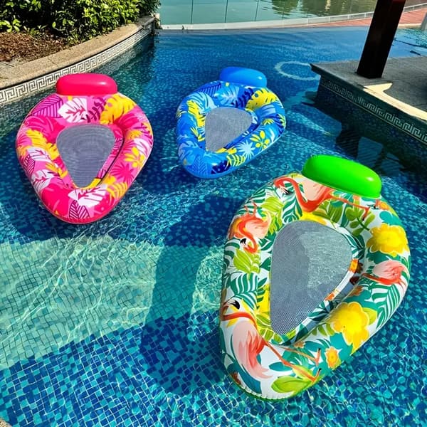 1 Stycke PVC Vattendroppsformad Nät Pool Float Med Enkel Tryckt Design (Blå)